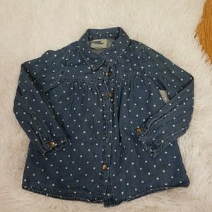 Long Sleeve denim polka dot button down 2t